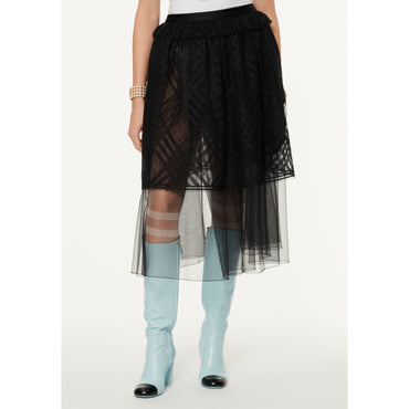 Embr Cotton Lace Skirt - Black