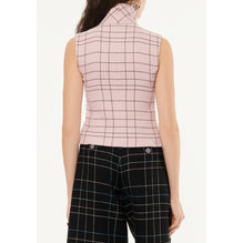 Checked Wool Tweed Vest - Pink/Black
