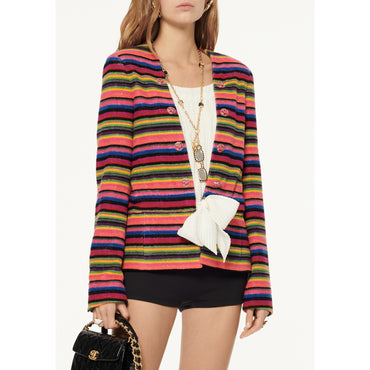 Cotton Terrycloth Jacket - Pink/Black/Blue/Yel/Green