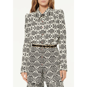 Figured Cotton Jersey Jacket - White/Black