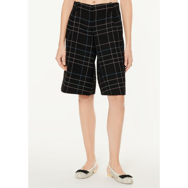 Checked Wool Tweed Bermudas - Black/Pink/Green/Blue