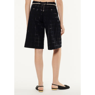 Fantasy Cotton Tweed Bermudas - Black/Navy