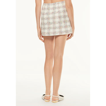 Glittered Fantasy Tweed Skirt - Ecru/Red/Green/Blue