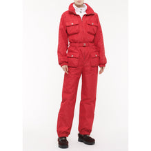 Woven Jacquard Jump Suit - Red