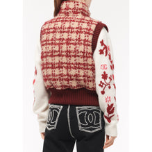 Fantasy Tweed Vest - Beige/Burgundy