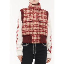 Fantasy Tweed Vest - Beige/Burgundy