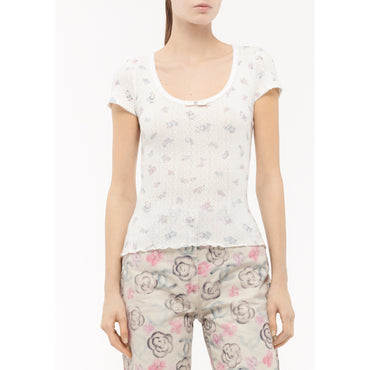 Printed Jersey Top - White/Pink/Blue/Green