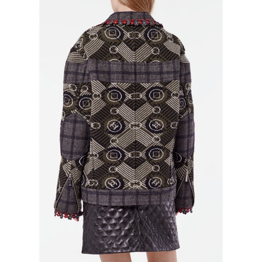 Wool/Polyamide Blouson - Khaki/Black/White