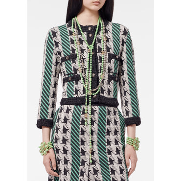 Wool/Cashmere Jacket - Black/Ecru/Green