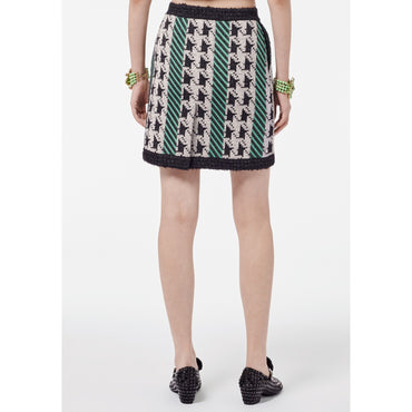 Wool/Cashmere Skirt - Black/Ecru/Green