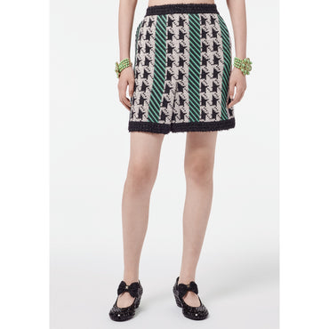 Wool/Cashmere Skirt - Black/Ecru/Green