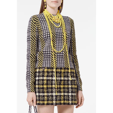 Wool/Cashmere Pullover - Black/Ecru/Yellow