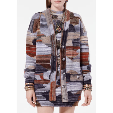 Wool/Cashmere Cardigan - Grey/Brown/Anthracite