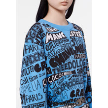 Cotton/Cashmere Pullover -  Blue/Black/White