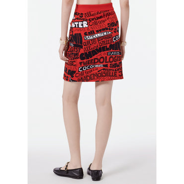 Cotton/Cashmere Skirt - Red/Black/White