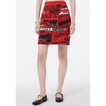 Cotton/Cashmere Skirt - Red/Black/White