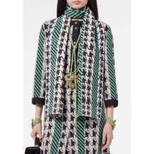 Wool/Cashmere Scarf - Black/Ecru/Green