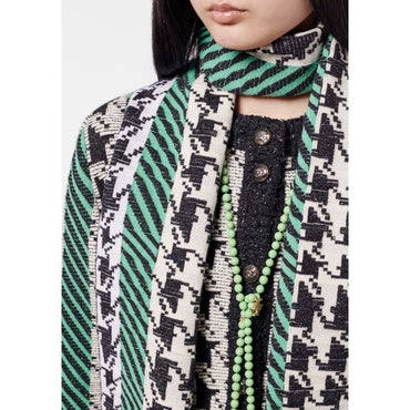 Wool/Cashmere Scarf - Black/Ecru/Green