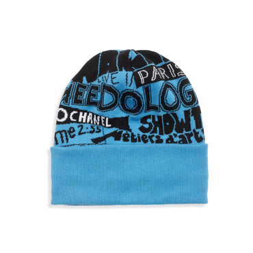 Cotton/Cashmere Hat -  Blue/Black/White