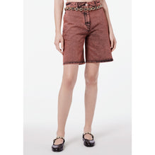 Washed Denim Shorts - Orange/Black