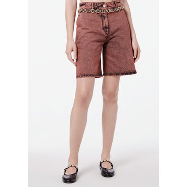 Washed Denim Shorts - Orange/Black