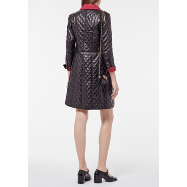 Lambskin Coat - Black/Fuchsia