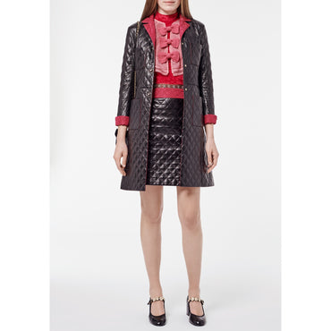 Lambskin Coat - Black/Fuchsia