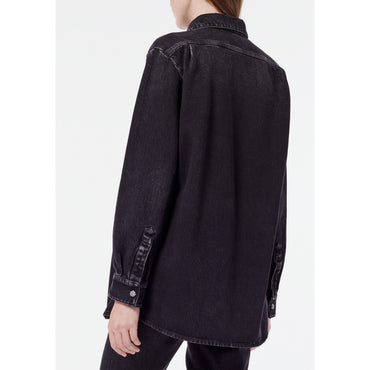 Washed Denim Blouse - Black