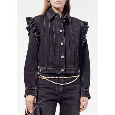 Washed Denim Vest - Black