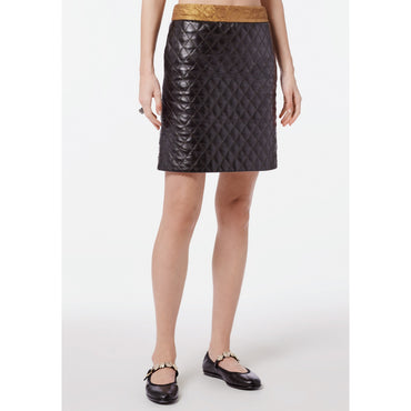 Lambskin Skirt - Black/Golden