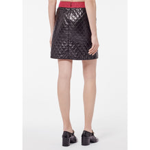 Lambskin Skirt - Black/Fuchsia