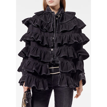 Washed Denim Cape - Black
