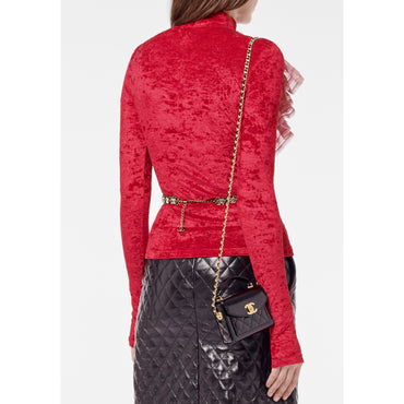 Velvet Jersey Top - Red/Pink
