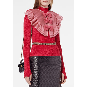 Velvet Jersey Top - Red/Pink