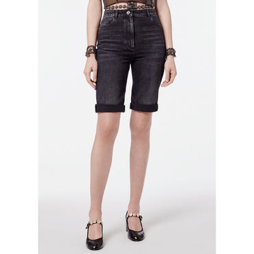 Washed Denim Bermudas - Black