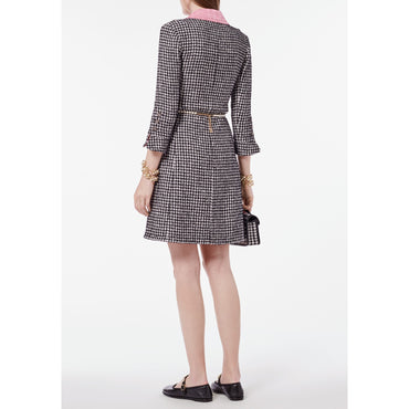 Fantasy Cotton Tweed Coat - Bck/White/Golden/Pink