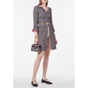 Fantasy Cotton Tweed Coat - Bck/White/Golden/Pink