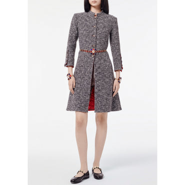 Fantasy Tweed Coat - Grey/White/Black