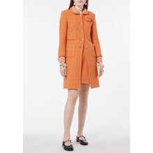Iridescent Wool Tweed Coat - Orange/Golden