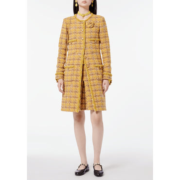 Fantasy Wool Tweed Coat - Yellow/Ocher/Beige/Ecru