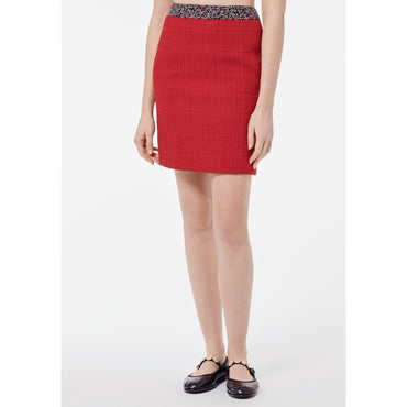 Wool Tweed Skirt - Red