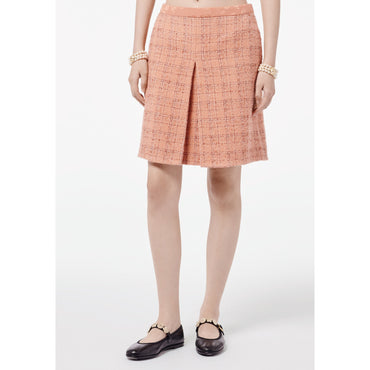Fantasy Wool Tweed Skirt - Ora/Drk Ora/Beige