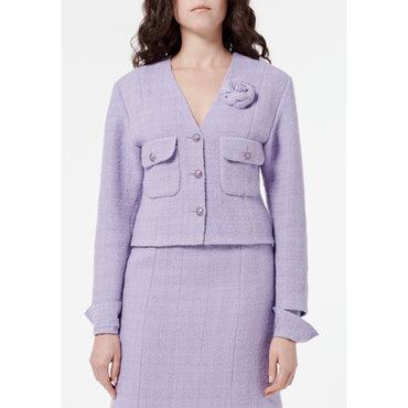 Iridescent Wool Tweed Jacket -  Purple