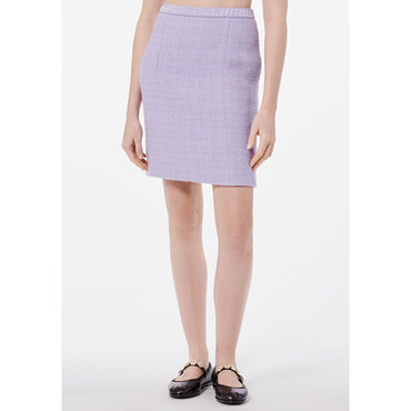 Iridescent Wool Tweed Skirt -  Purple