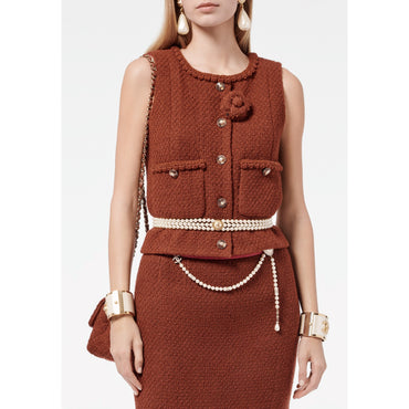 Wool Tweed Vest - Brown