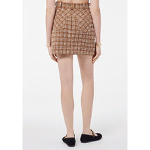 Fantasy Silk Tweed Skirt - Brown/Beige/White/Golden
