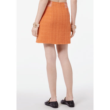 Iridescent Wool Tweed Skirt - Orange/Golden