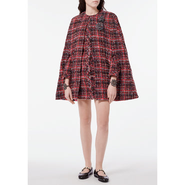 Fantasy Cotton Tweed Cape - Red/Black/White/Pink