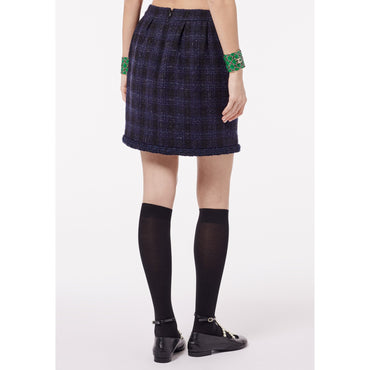 Iridescent Fantasy Tweed Skirt - Navy/Black/White