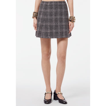 Glittered Wool Tweed Skirt - Grey/Black/White/Silvery